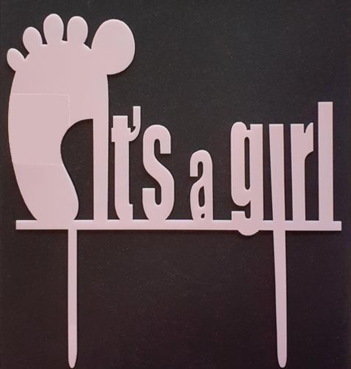 Cake topper its a girl voet roze | kunststof taartdecoratie (Acryl)